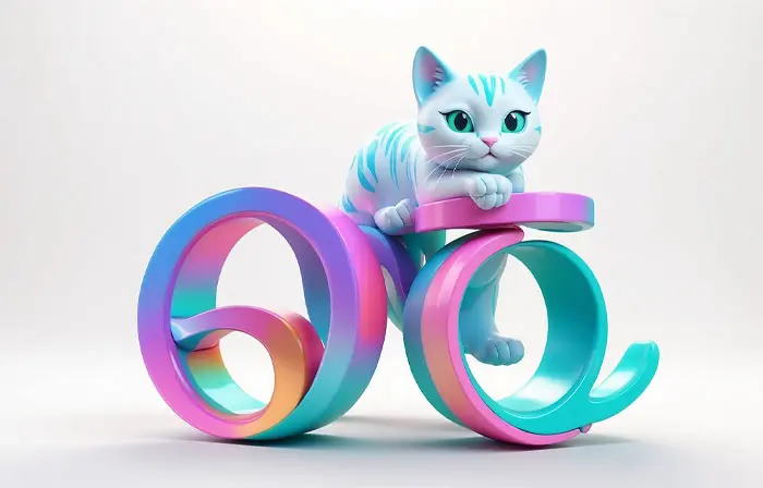 Cute Kitten 3D Character Design Illustration